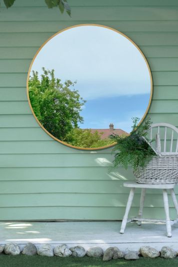 The Fenestra - Gold Edged Circular Modern Garden Wall Mirror 47" (120CM) Diameter
