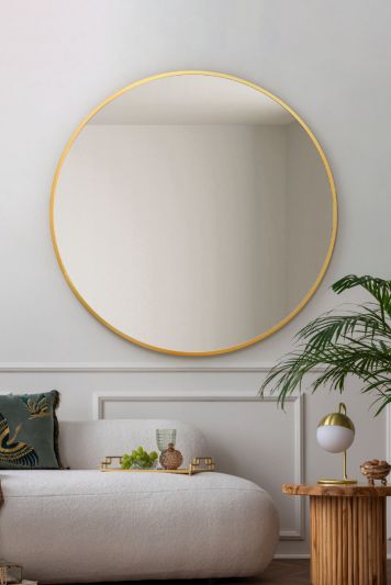 The Fenestra - Gold Edged Circular Modern Wall Mirror 43" (110CM) Diameter