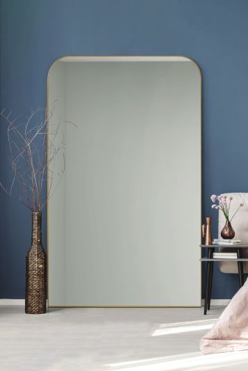 The Colt - Gold Metal Framed Large Portrait Mirror with Curved Corners to the Top! 78" X 48" (200cm X 120cm)