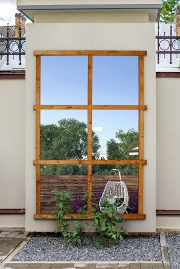 The Trellis Garden Mirror - Large Wooden Wall Fence or Leaner Mirror 71" X 47" (180CM X 119.5CM). Scandinavian Spruce Wood