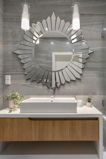 Large Bathroom Modern Round Sunburst Venetian All Glass Wall Mirror 2Ft8 80cm