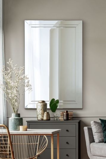 Langley All Glass Modern Bevelled Wall Mirror 100 x 70 CM