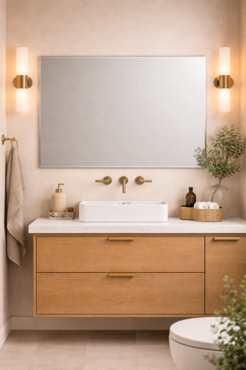 Bathroom Rectangular Frameless Wall Mirror 120 x 80cm – Large Wall Mounted Vanity Mirror – Modern Polished Edge Glass – Portrait or Landscape Hanging