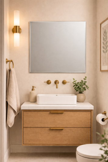 Bathroom Square Frameless Wall Mirror 80 x 80cm – Modern Wall Mounted Vanity Mirror – Large Contemporary Mirror – Polished Edge