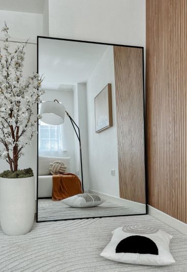 The Artus - Black Aluminium Edged Wall Leaner Mirror 68" X 43" (174CM X 110CM)