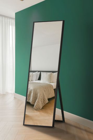 The Artus - Black Aluminium Edged Cheval Mirror 67" X 23" (170CM X 58CM)