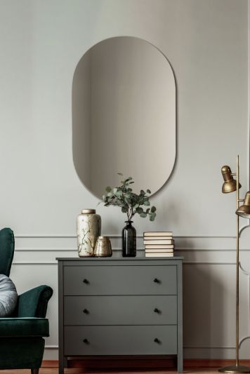 The Ovale - Frameless Oval Oblong Pill Shape Wall Mirror 31" X 20" (80x50CM)
