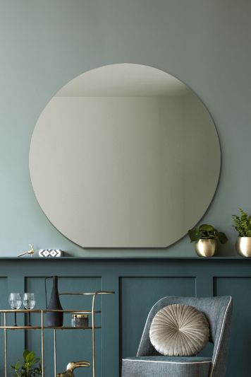The Circulus - Frameless Flat Bottom Circular Wall Mirror - Perfect for the Mantle! 37" X 35" (95CM X 90CM)