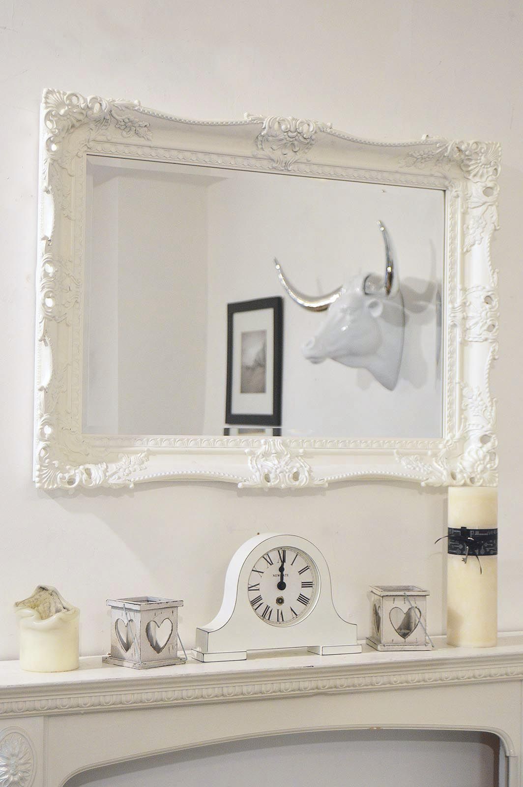 Wall Mirror 3ft1 X 2ft3 94cm 68cm, Long White Shabby Chic Mirror