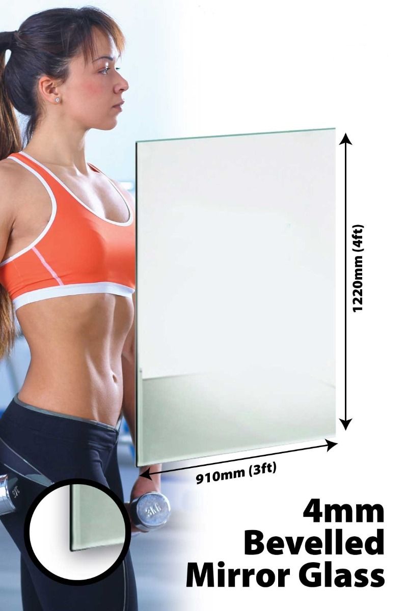 Mirror 4Ft X 3Ft Safety Backed Glass 4 Holes Home Gym Or Bathroom 4mm Thick 122cm X 91cm 