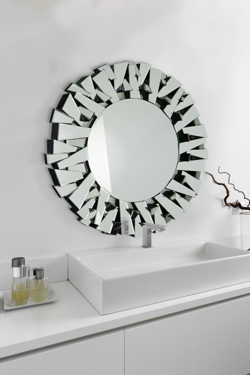 All Glass Venetian Round Wall Mirror, Modern Round Mirrors Uk