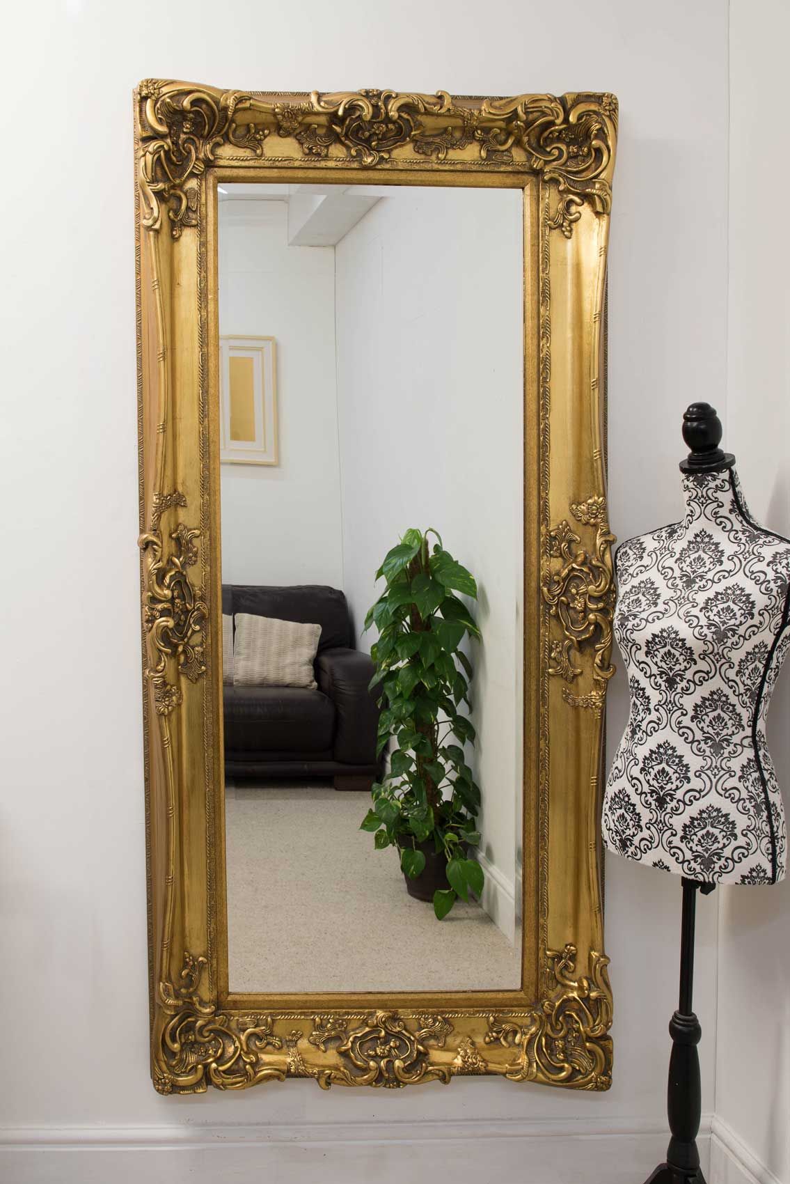 Ornate Wall Mirror 6ft, Antique Gold Frame Full Length Mirror