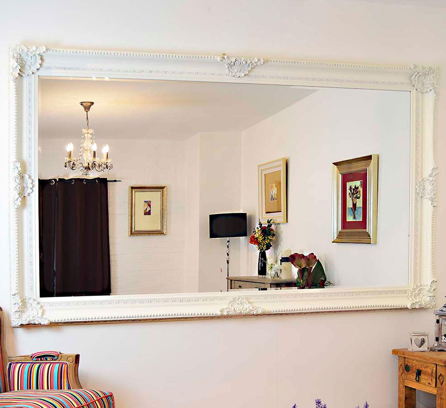 Rectangle Wood Wall Mirror 7ft11 X 4ft11, Large White Rectangle Wall Mirror