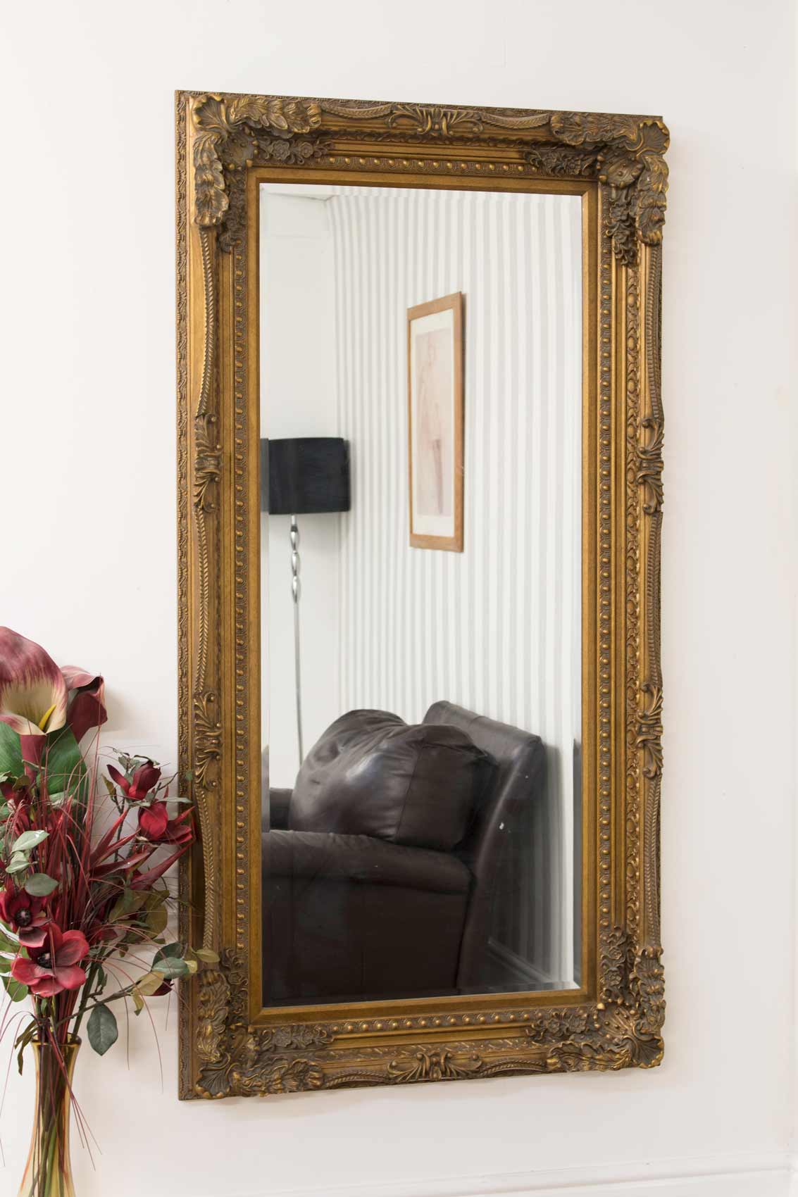 Large Lois Leaner Antique Full Length Gold Wall Mirror 5ft9 x 2ft11 ...