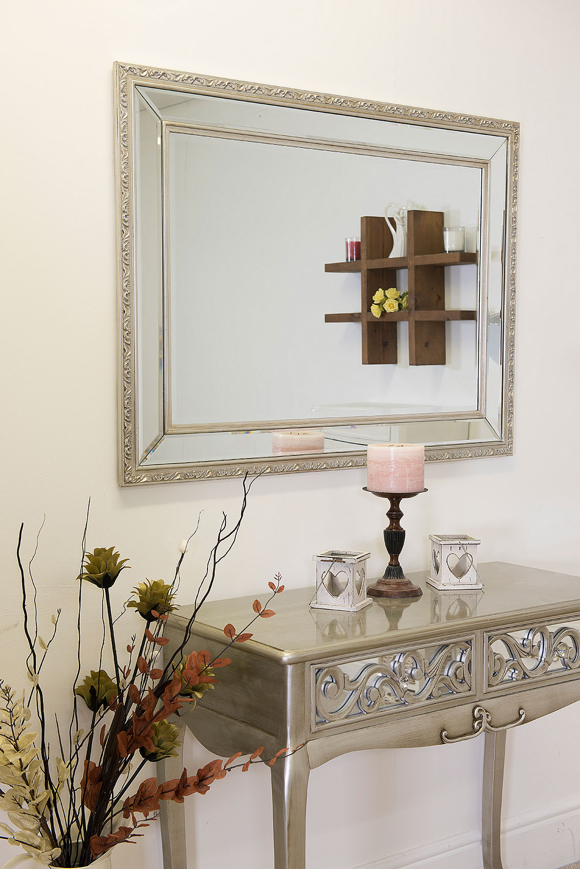 Extra Large Ornate Decorative Bevelled Glass wall Mirror 115cm x 84cm