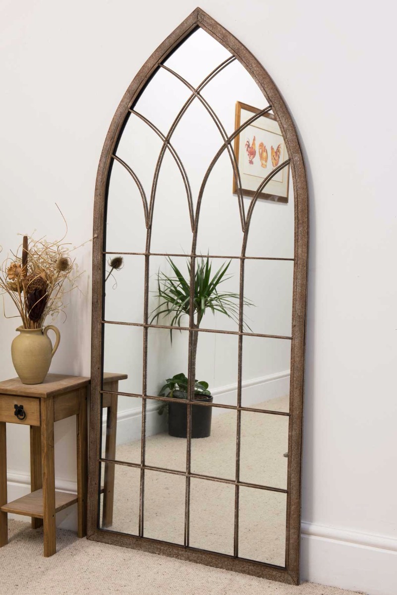 Large Metal Arched Home & Garden Outdoor Mirror 5ft6 x 2ft6 169 x 75cm