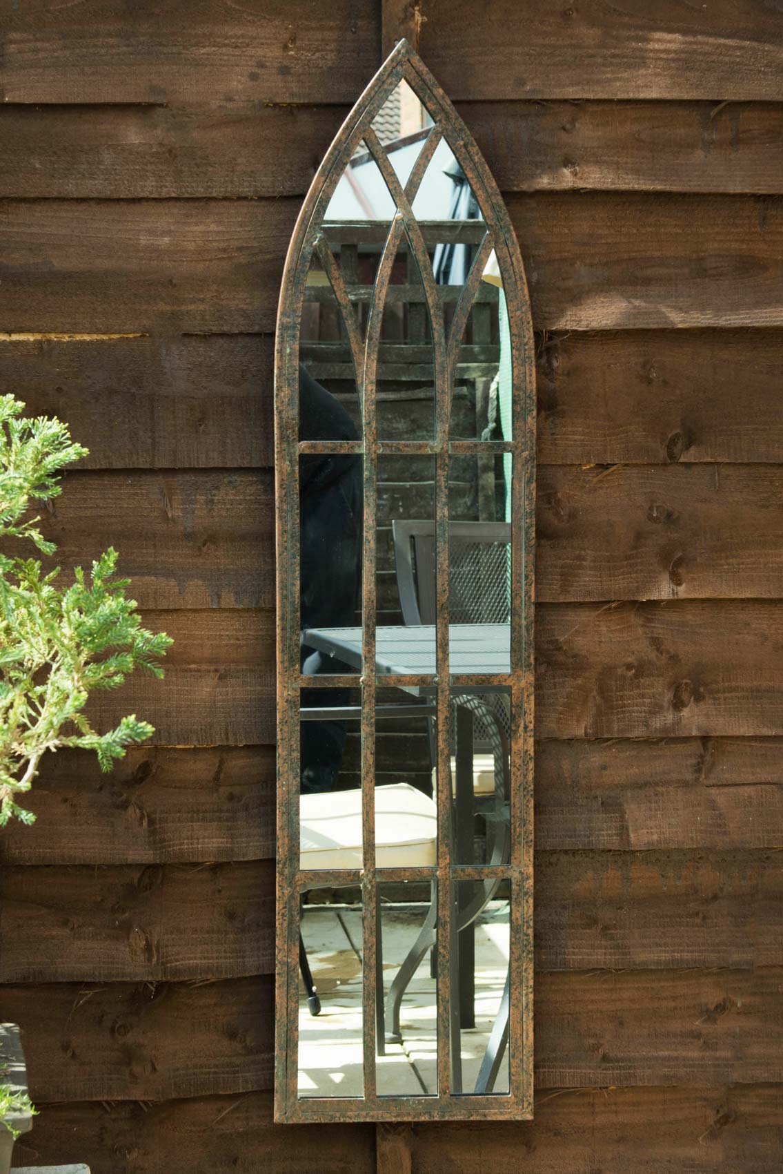 Metal Arched Rustic Outdoor Mirror Frost Protected 3ft3 x 9.5'' 100 x