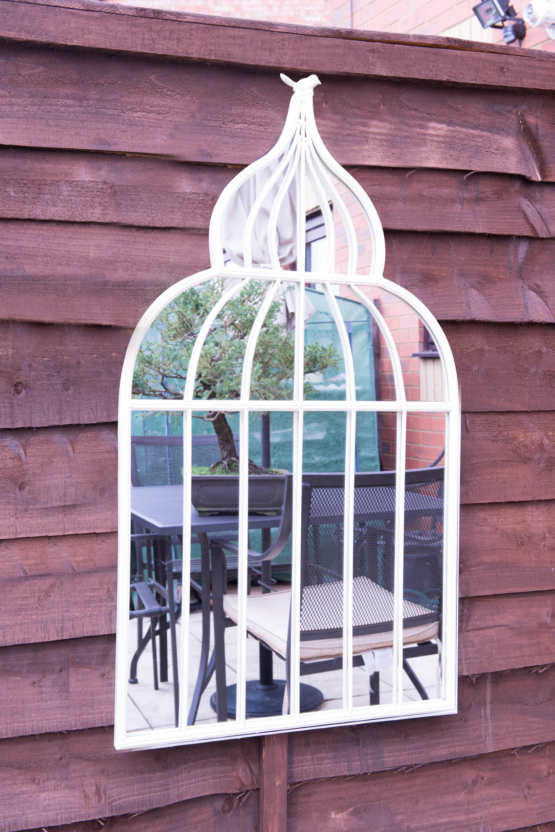Large Ornate Cream Bird cage Style Garden mirror eBay