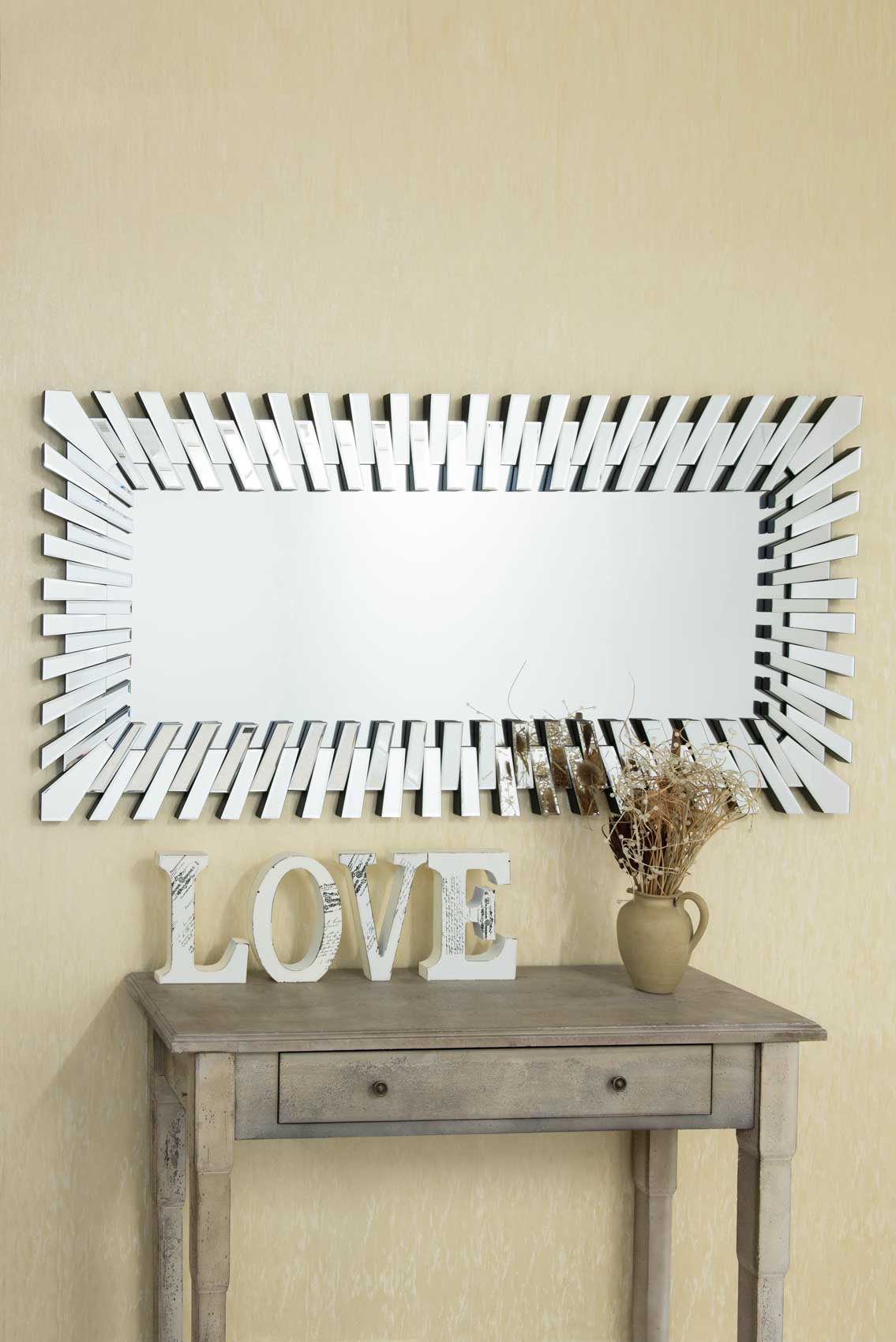 Extra Large Modern Unique 3D Sunburst All Glass Rectangular