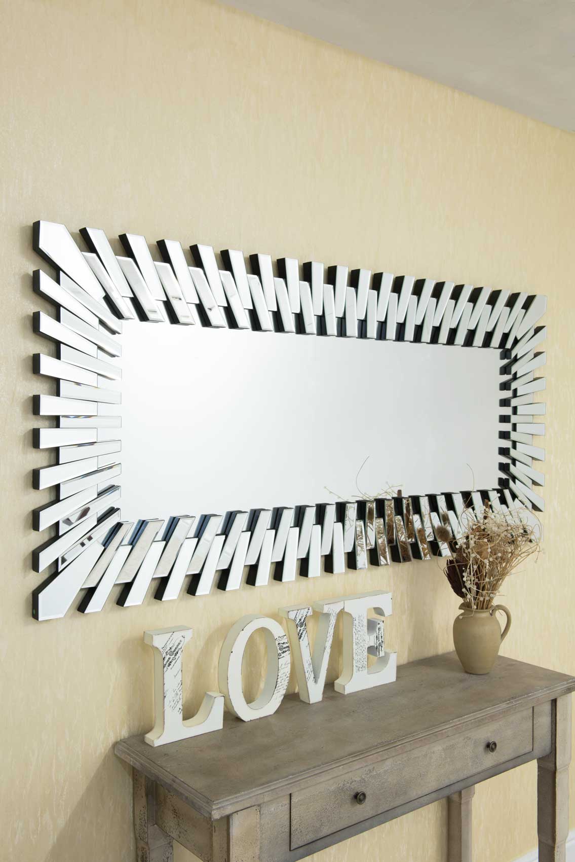 Extra Large Modern Unique 3D Sunburst All Glass Venetian Rectangular