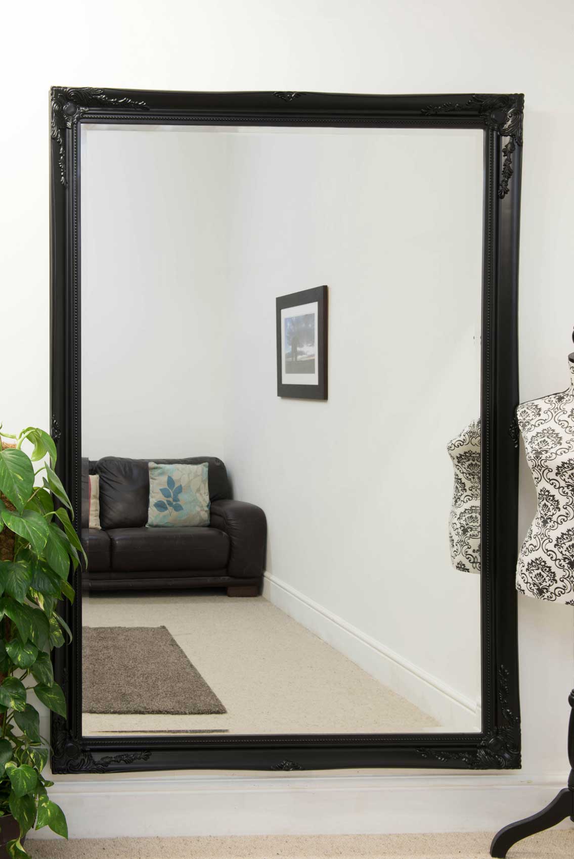 Extra Large Classic Full Length Long Black Mirror 6Ft7 X 4Ft7 201cm X 140cm 5055781805738 eBay