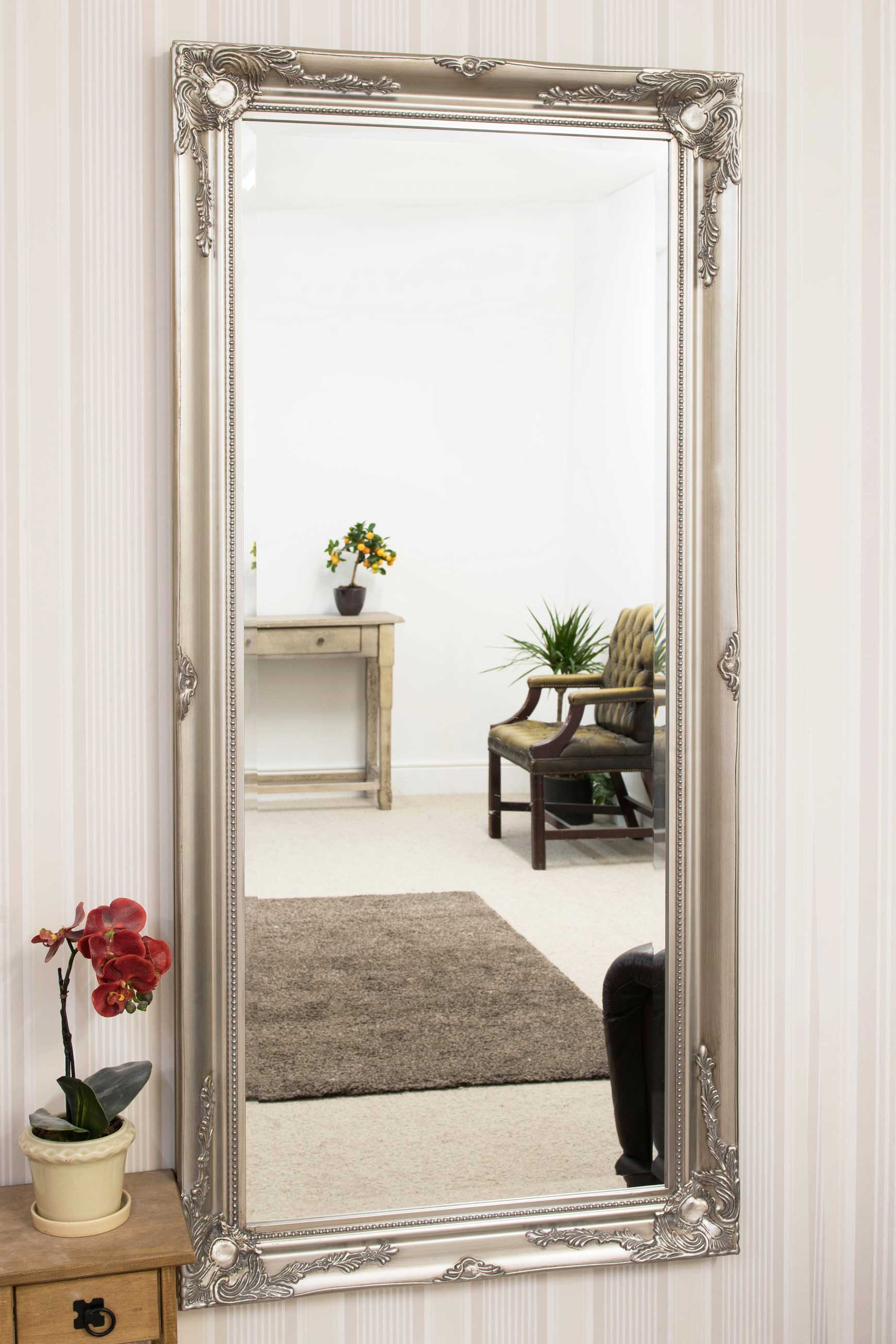 Large Full Length Leaner Long Classic Silver Mirror 5Ft7 X 2Ft7 170cm X
