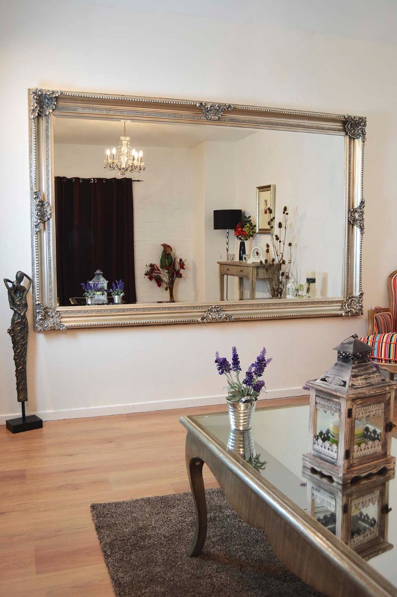 Massive Antique Style Silver Rectangle Wall Mirror Leaner 8ft x 5ft