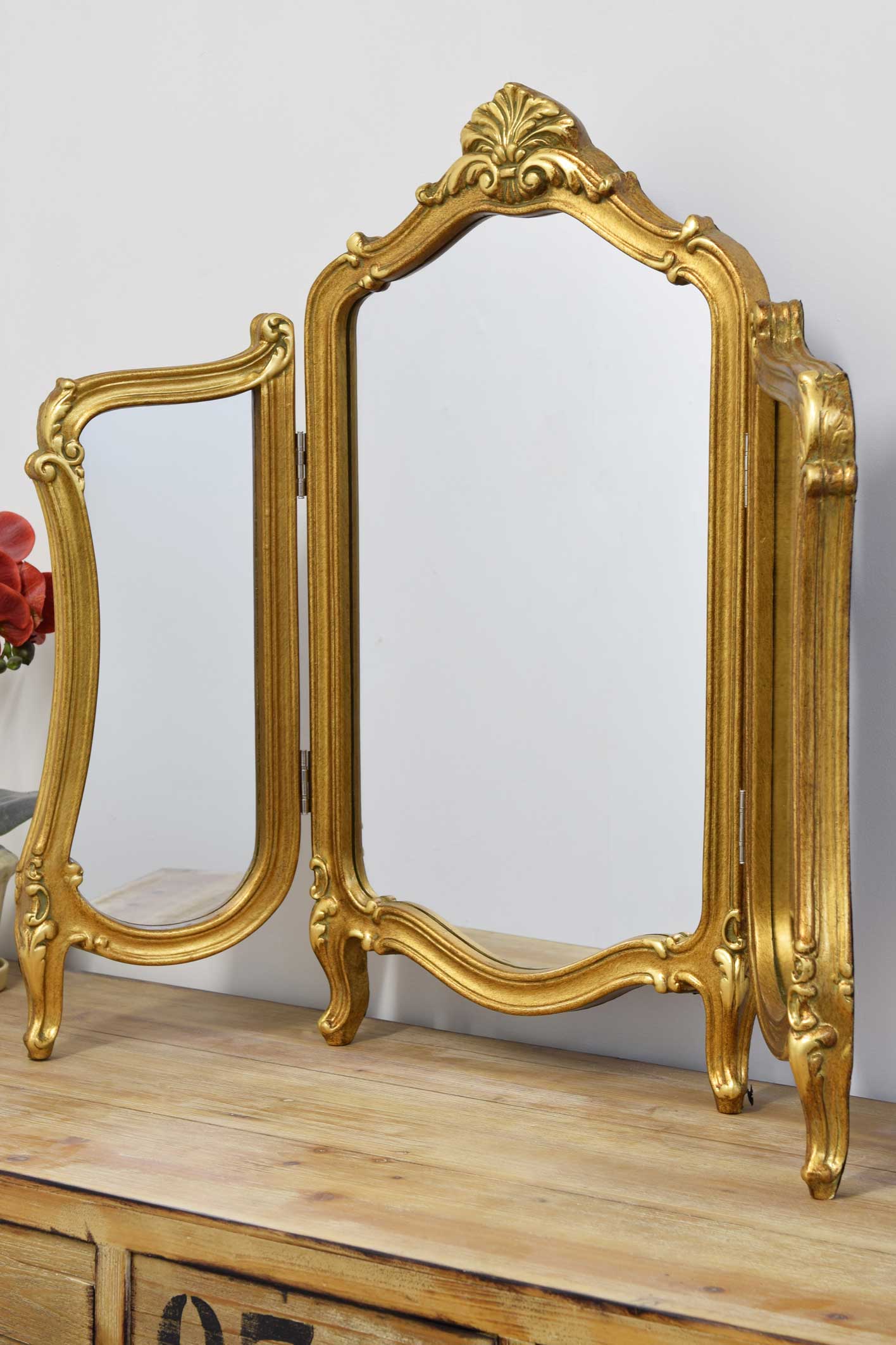 Details About Free Standing Stunning Antique Design Gold Dressing Table Mirror 2ft5 X 2ft10