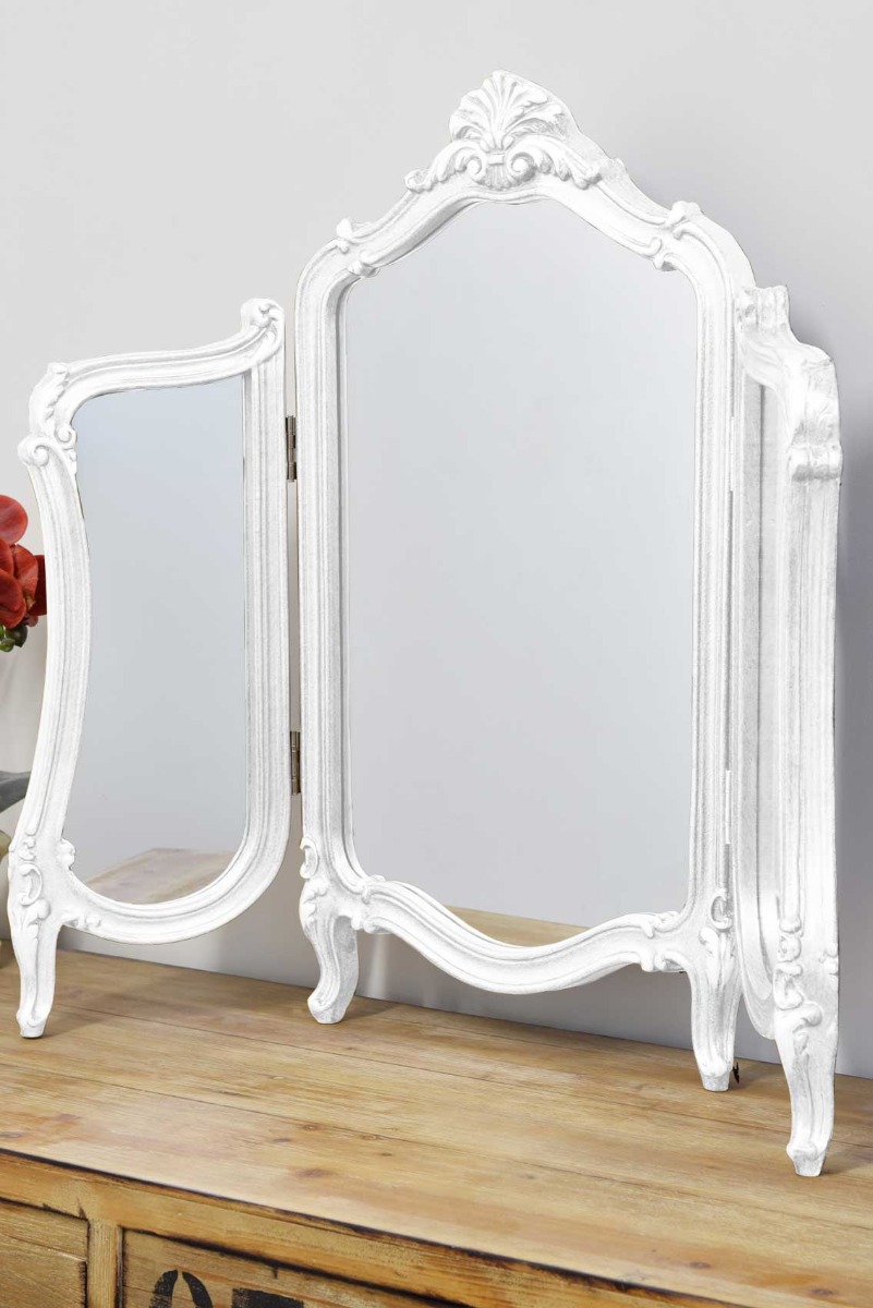 Free Standing Stunning Antique Design White Dressing Table Mirror 2ft5 ...
