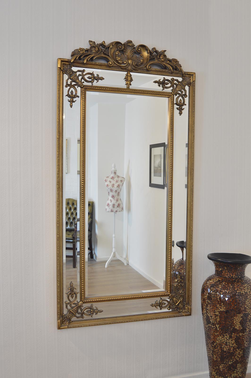 Large Gold Ornate Antique Design Wall Mounted Mirror New 6Ft X 3Ft 183cm X 92cm 5055781800078 eBay