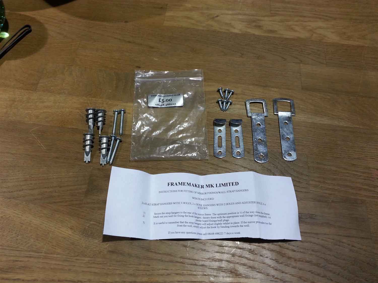 Heavy Duty Mirror Fixings + Hooks + Straps + Fittings for a