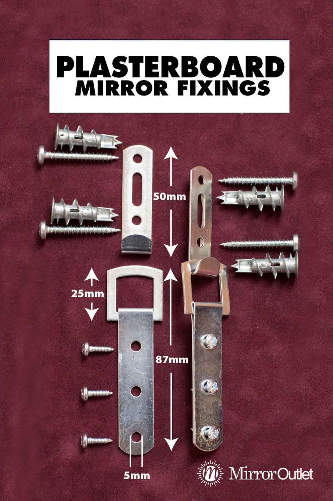 Heavy Duty Mirror Fixings + Hooks + Straps + Fittings for a