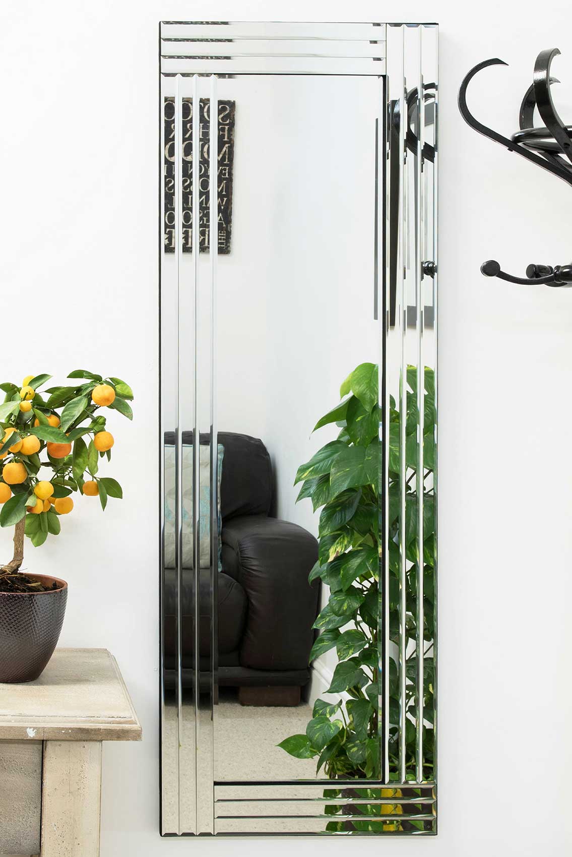 Large Frameless Long Wall Mirror Modern 3Ft11 X 1Ft3 120cm X