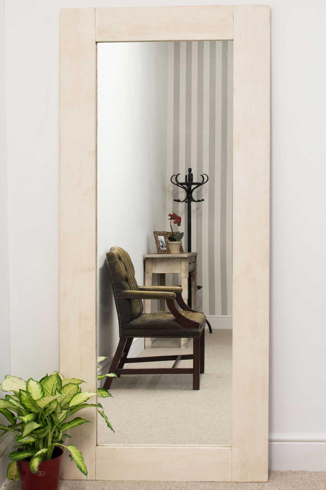White Solid Wood Full Length Dress Mirror 6Ft10 X 2Ft10 Rectangle