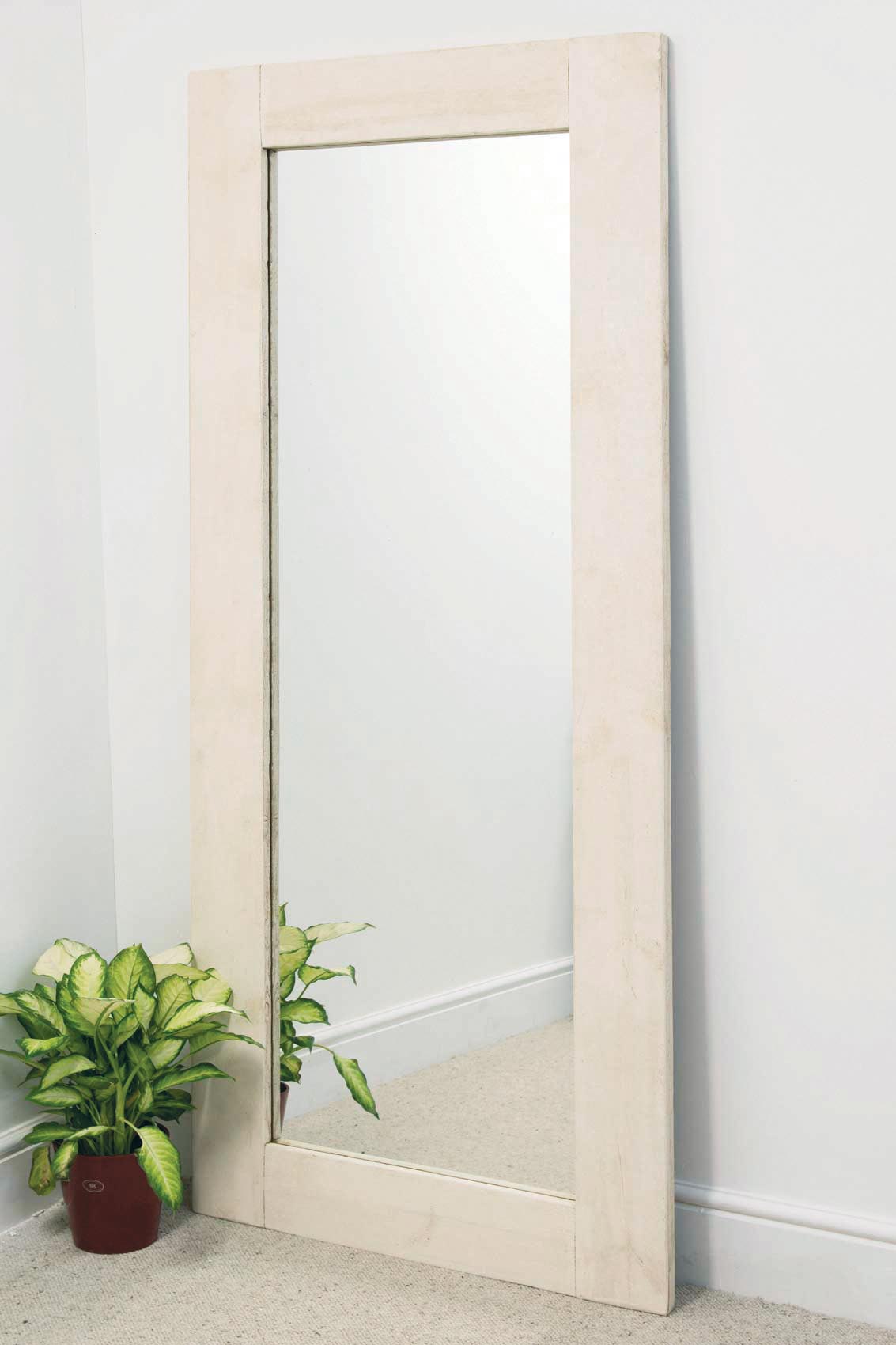 White Solid Wood Full Length Dress Mirror 6Ft10 X 2Ft10 Rectangle