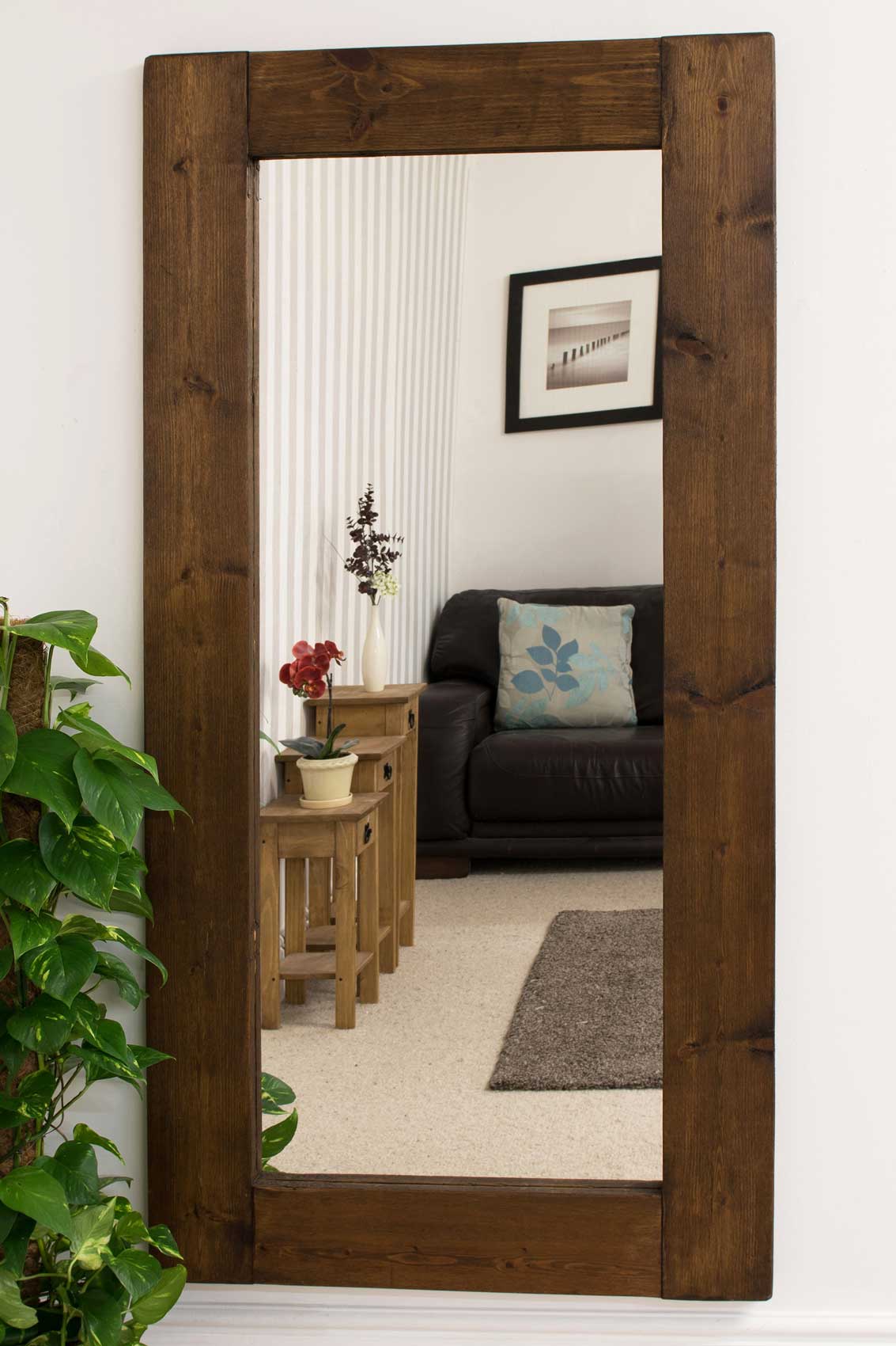 Large Natural Solid Wood Wall/Leaner Mirror 6Ft X 3Ft (179cm X 87cm