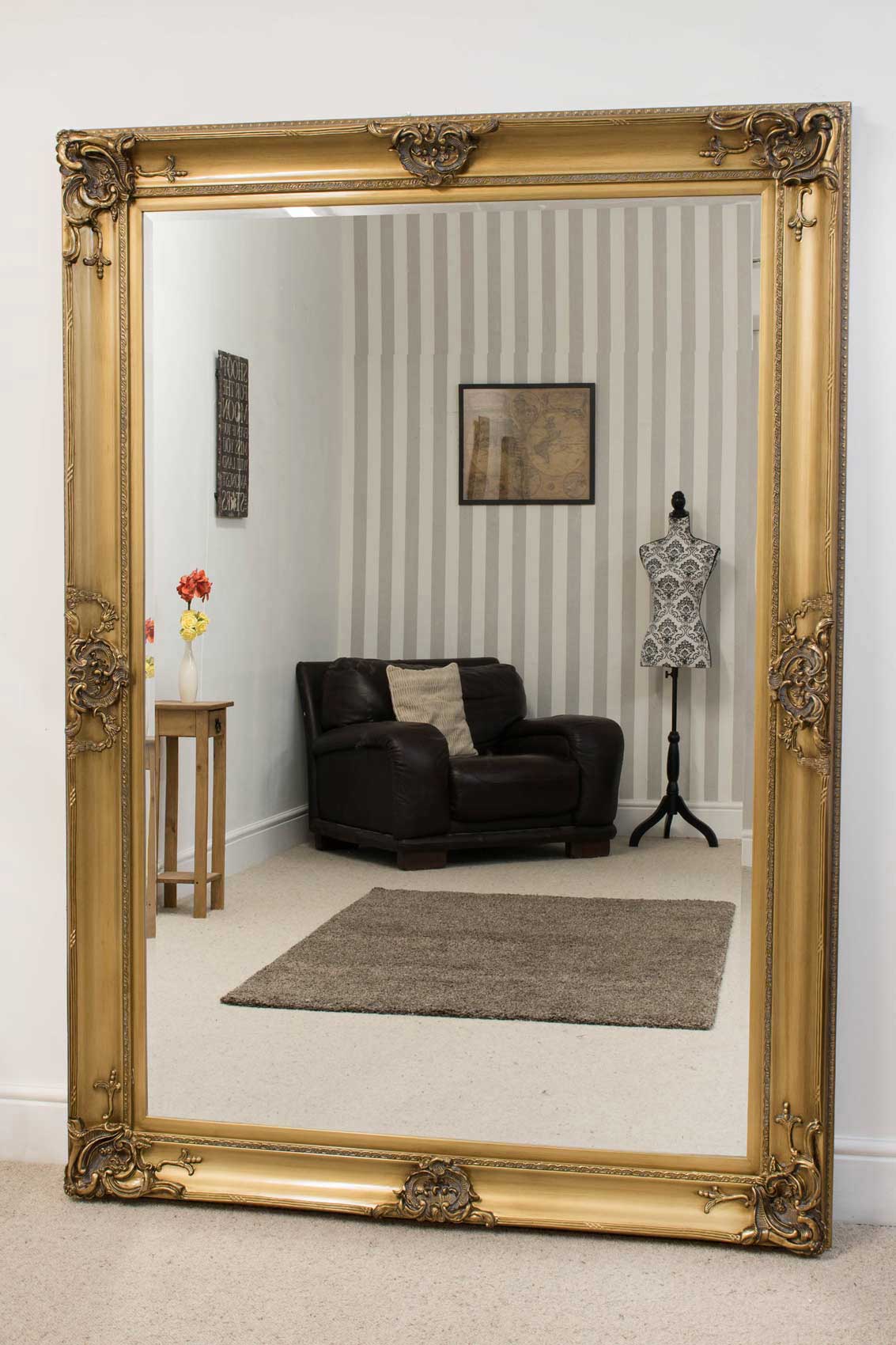 Extra Large Full Length Leaner Floor Gold Wall Mirror 7ft x 5ft 213 x