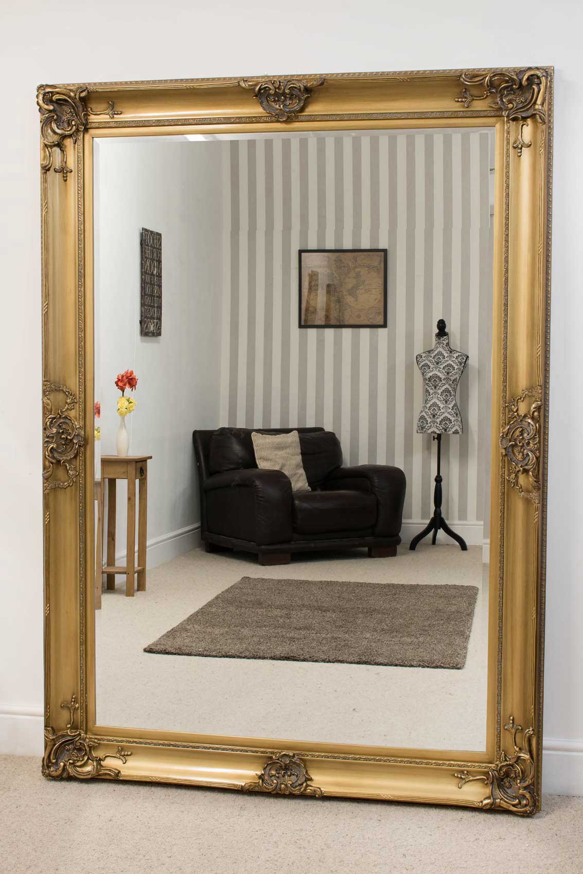 Extra Large Full Length Leaner Floor Gold Wall Mirror 7ft X 5ft 213 X 152cm 5055781812828 Ebay