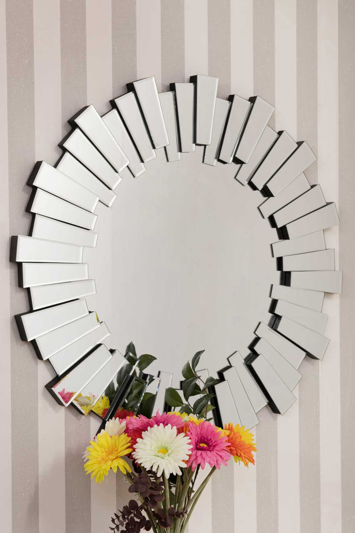 Large Modern Design Round Sophisticated Sunburst Wall Mirror
