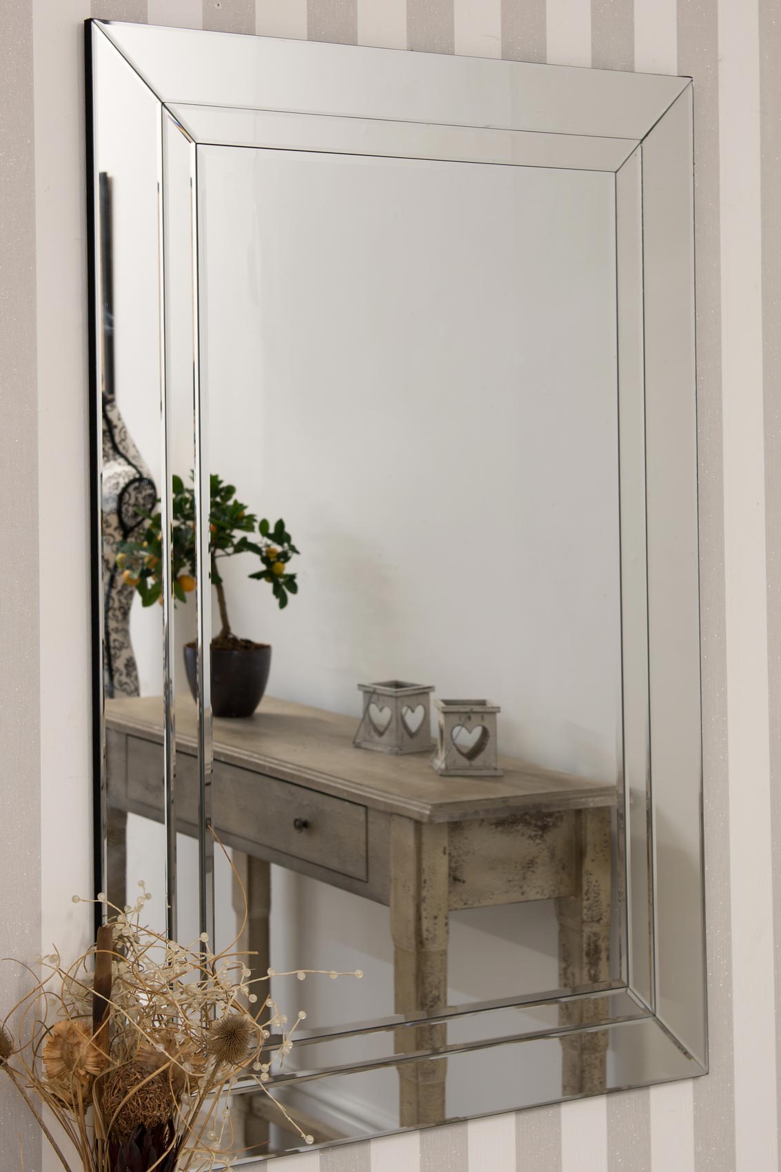 Large Modern Glass Double Edged Wall Mirror 2Ft7 X 3Ft11 80cm
