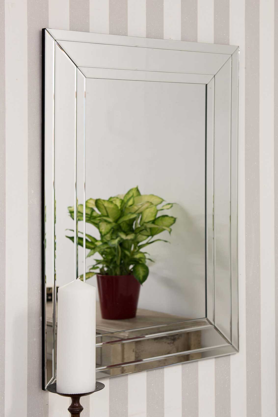 Modern All Glass Large Bevelled Wall Mirror 2ft3 x 3ft3 (70cm x 100cm