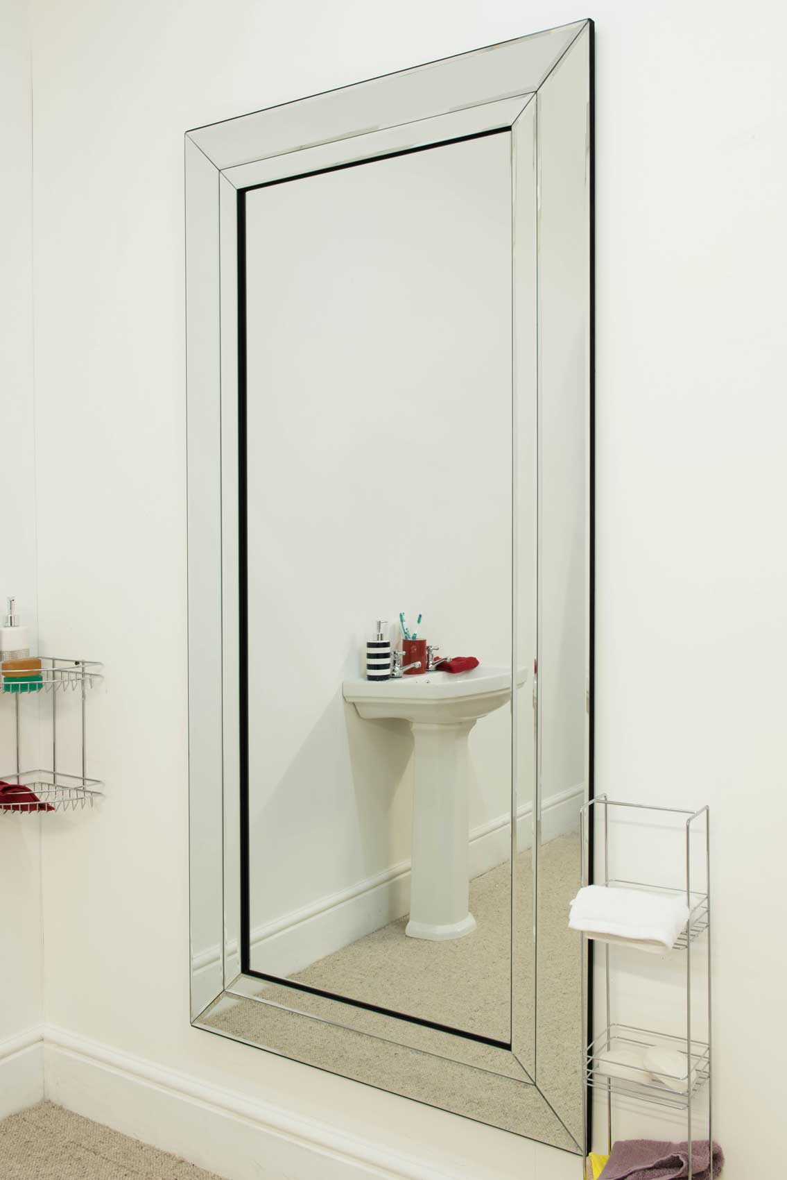 Large Full length Modern Glass Wall Mirror 5Ft9 X 2Ft9 174cm X