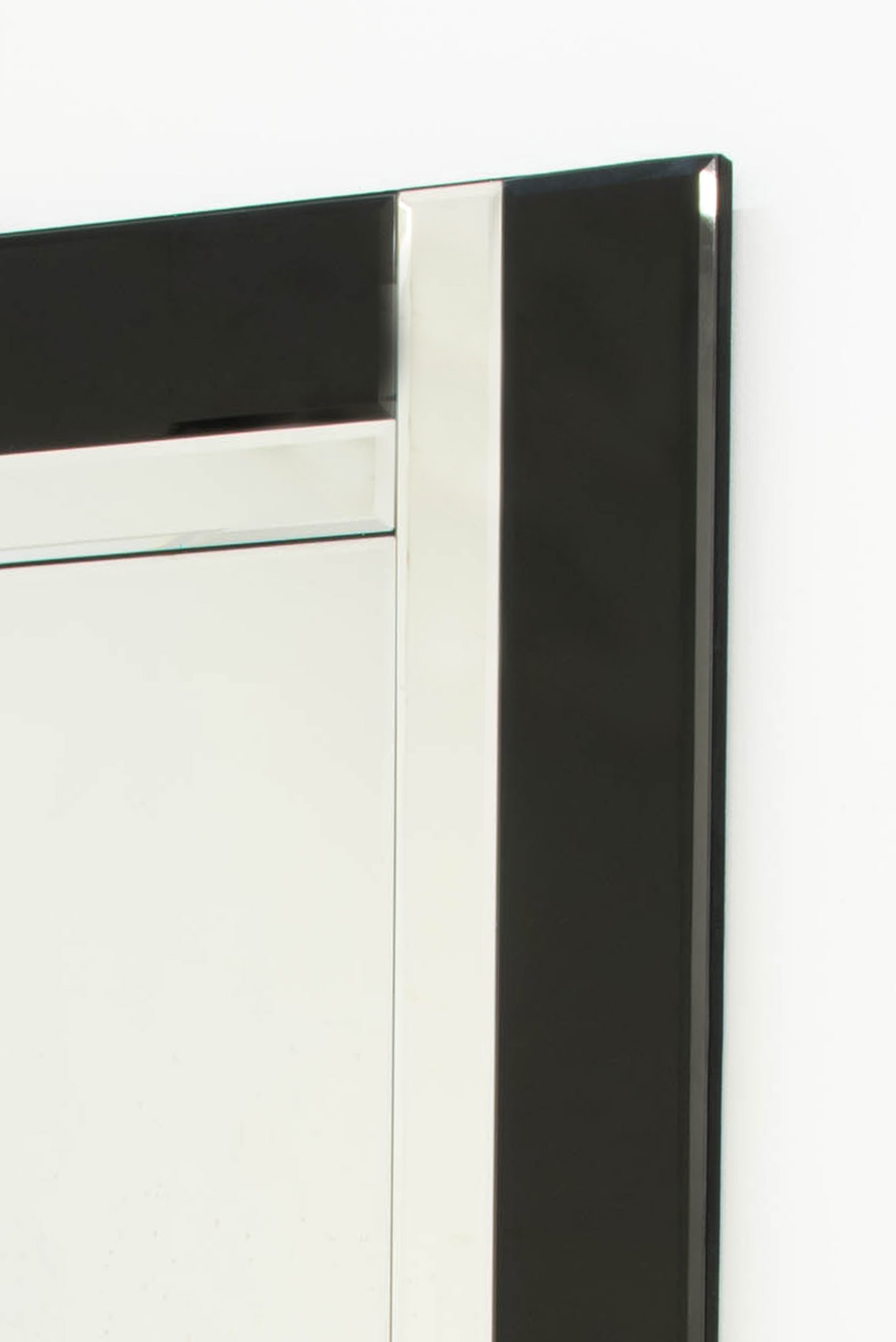 Large Black and Silver Full Length Bevelled Wall Mirror 5Ft9 X 2Ft9