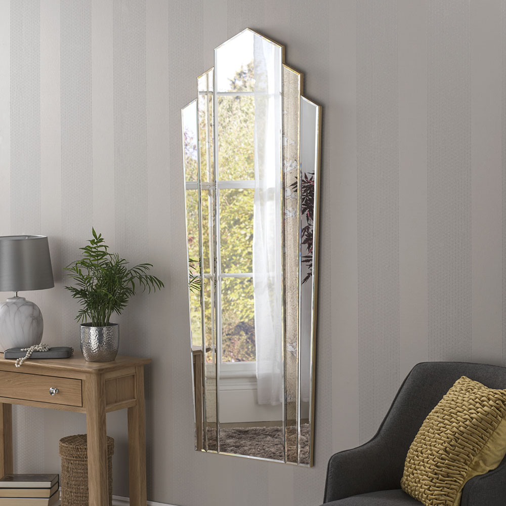 Details About Uk Made Fan Style Antique Glass Statement Mirror 160cm X 69cm